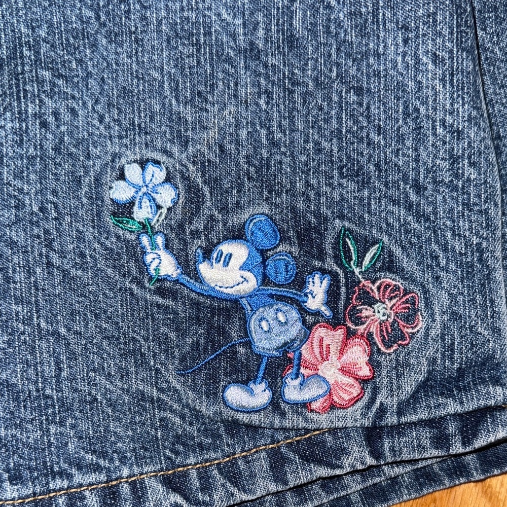 Disney Denim Wrap Skort with Embroidered Mickey - Blue - Picture 8 of 9